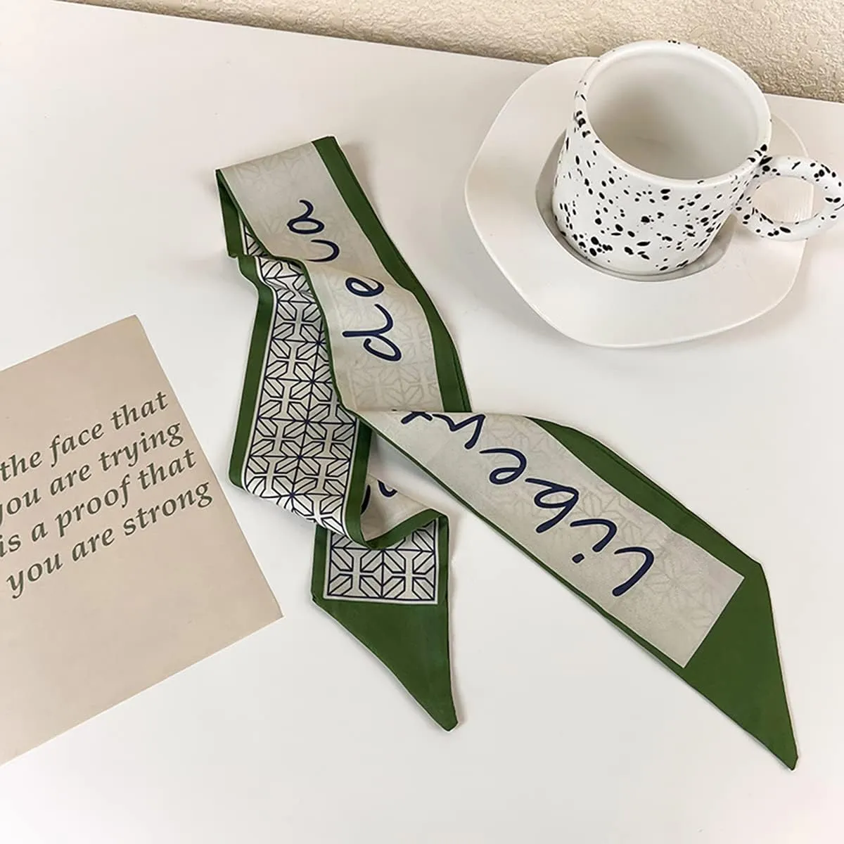 NCDUANSAN Retro small silk scarf girl heart spring and summer narrow ribbon headband headband bag long scarf headdress