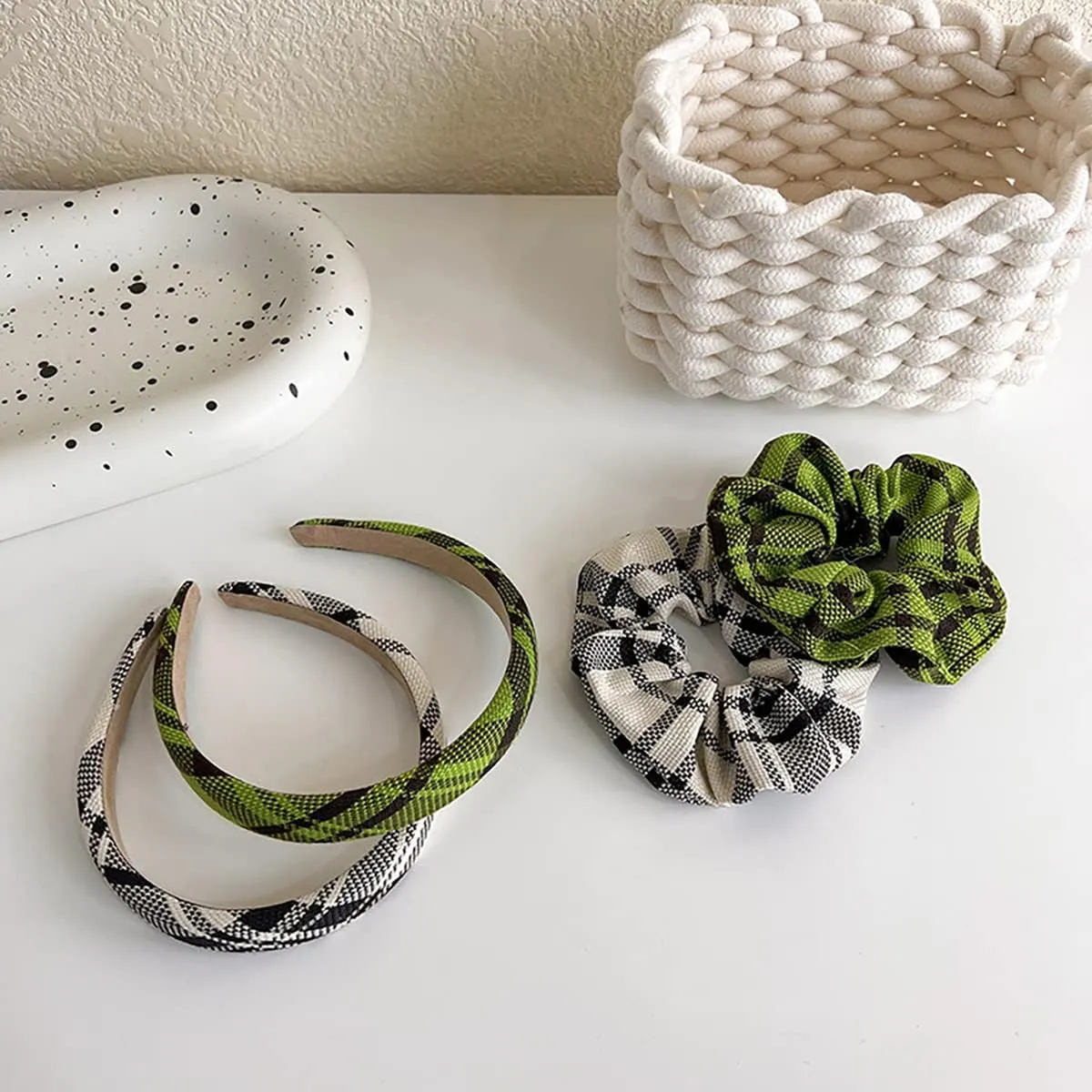 NCDUANSAN Retro small silk scarf girl heart spring and summer narrow ribbon headband headband bag long scarf headdress