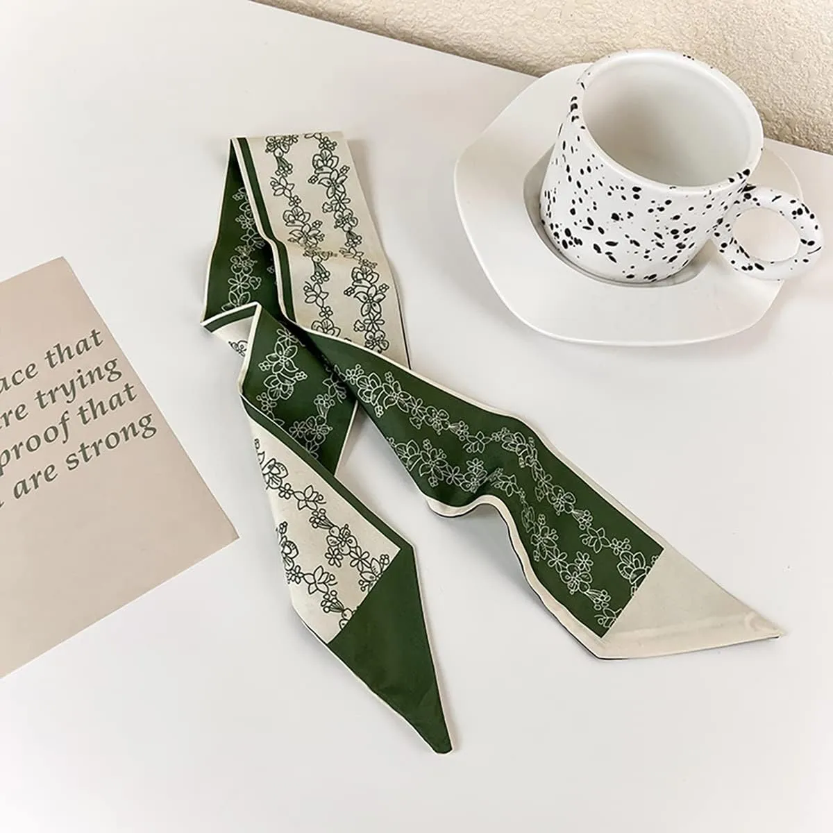 NCDUANSAN Retro small silk scarf girl heart spring and summer narrow ribbon headband headband bag long scarf headdress