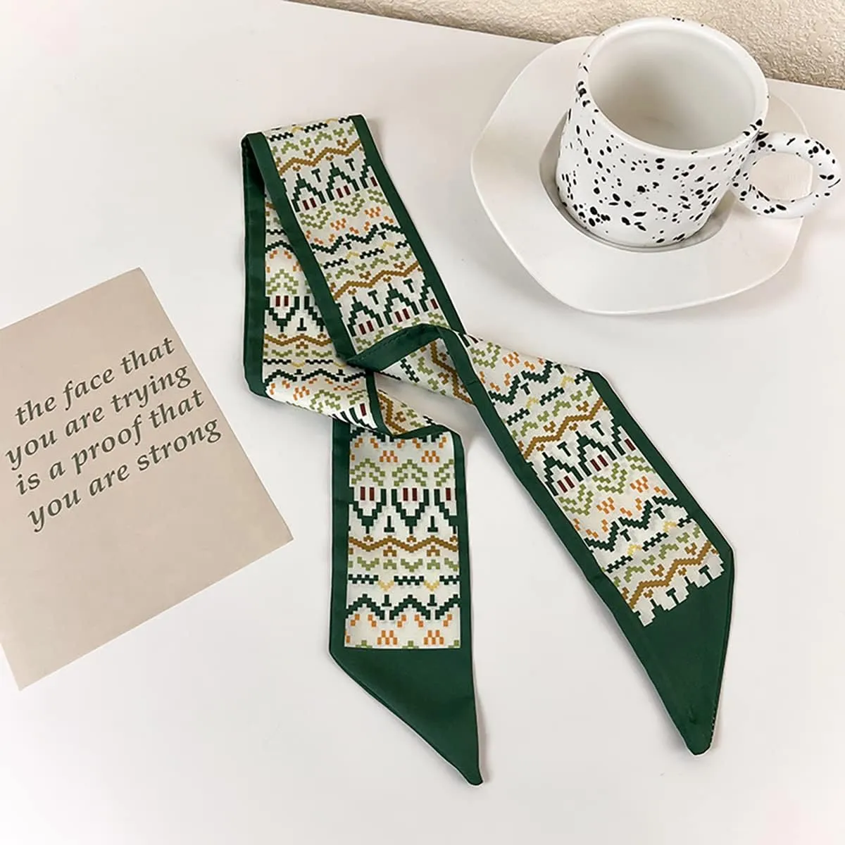NCDUANSAN Retro small silk scarf girl heart spring and summer narrow ribbon headband headband bag long scarf headdress