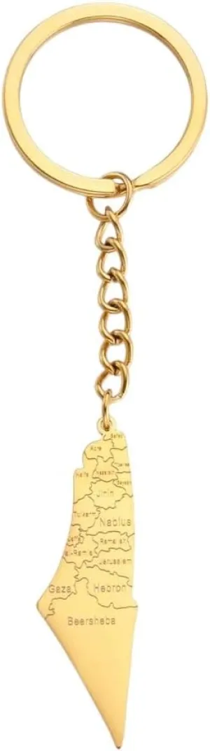 New 2026 Unisex Israel Map Keyring Country Geography Bag Charm Hebrew Keychain Stainless Steel Keychains Men for Bags Decoration Jewelry Luxury with You Accessories Trendy for Women and Men