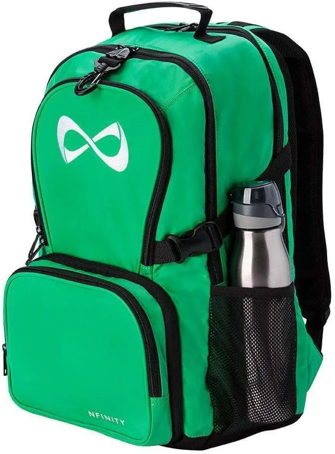 Nfinity Classic Cheer Backpack - Detachable Purse & Laptop Sleeve - Lightweight Travel Sports Backpack for Cheerleaders (Kelly Green)