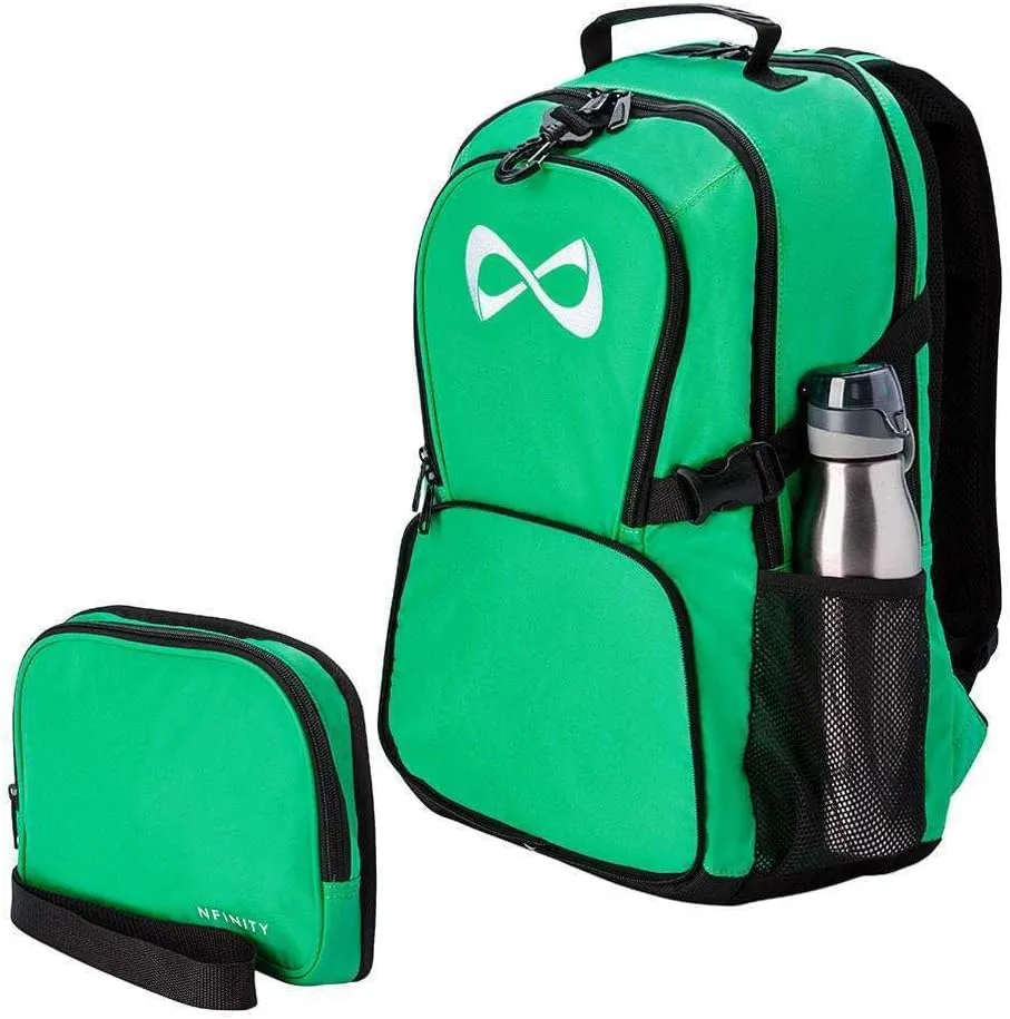 Nfinity Classic Cheer Backpack - Detachable Purse & Laptop Sleeve - Lightweight Travel Sports Backpack for Cheerleaders (Kelly Green)