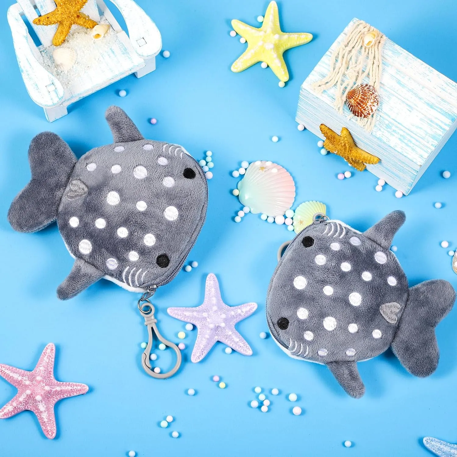 Niceup Kids Whale Shark Party Favors Plush Coin Purse Cute Keychains for Ocean Under the Sea Animal Goodie Bag Fillers