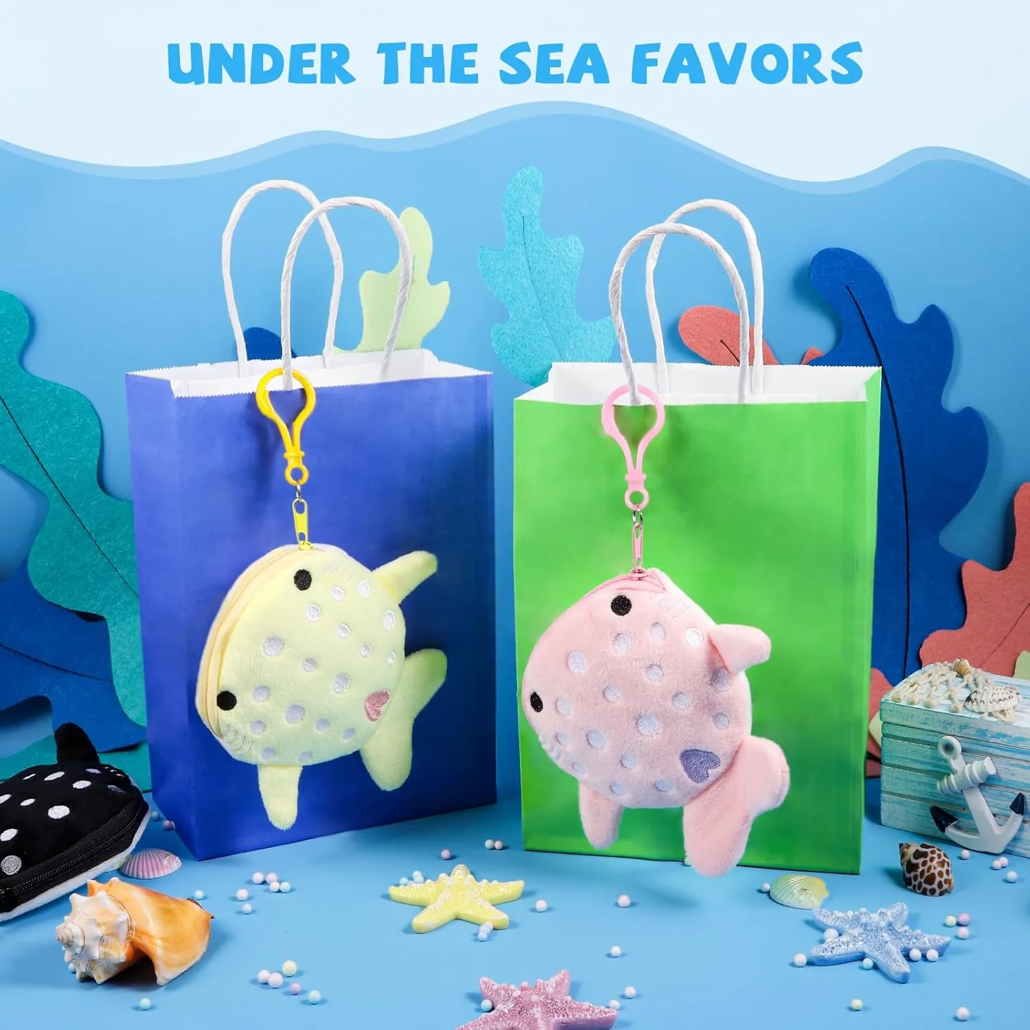 Niceup Kids Whale Shark Party Favors Plush Coin Purse Cute Keychains for Ocean Under the Sea Animal Goodie Bag Fillers