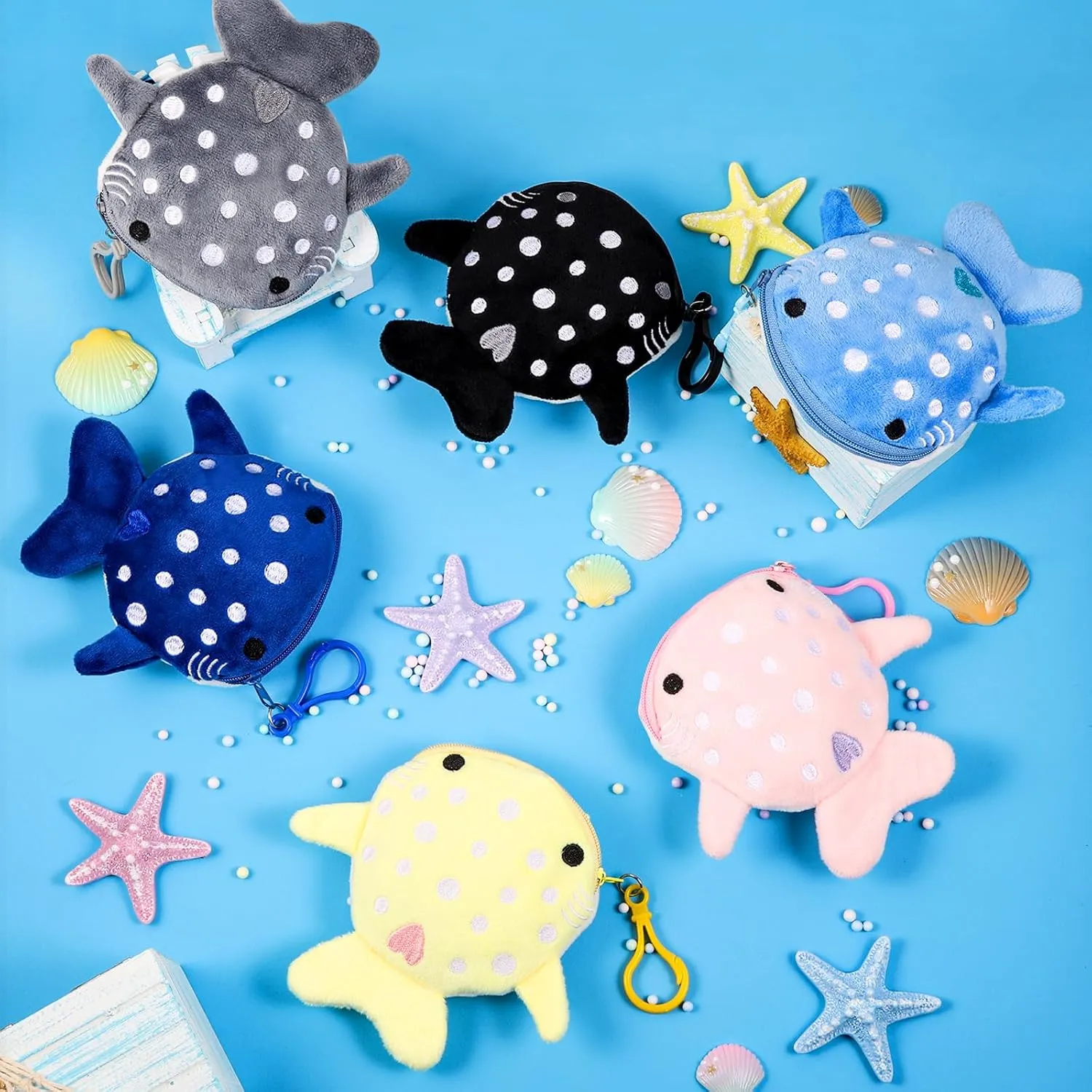 Niceup Kids Whale Shark Party Favors Plush Coin Purse Cute Keychains for Ocean Under the Sea Animal Goodie Bag Fillers