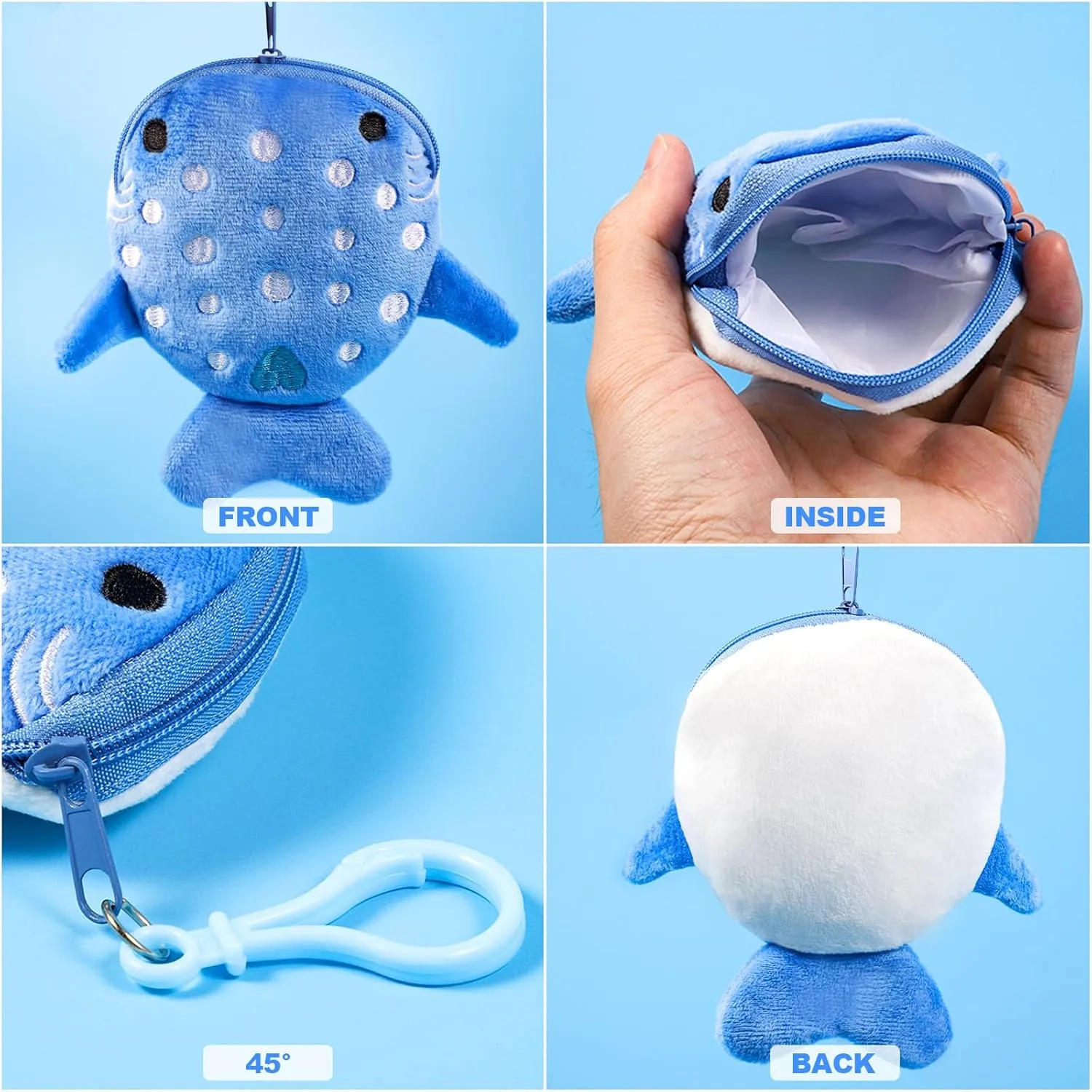 Niceup Kids Whale Shark Party Favors Plush Coin Purse Cute Keychains for Ocean Under the Sea Animal Goodie Bag Fillers