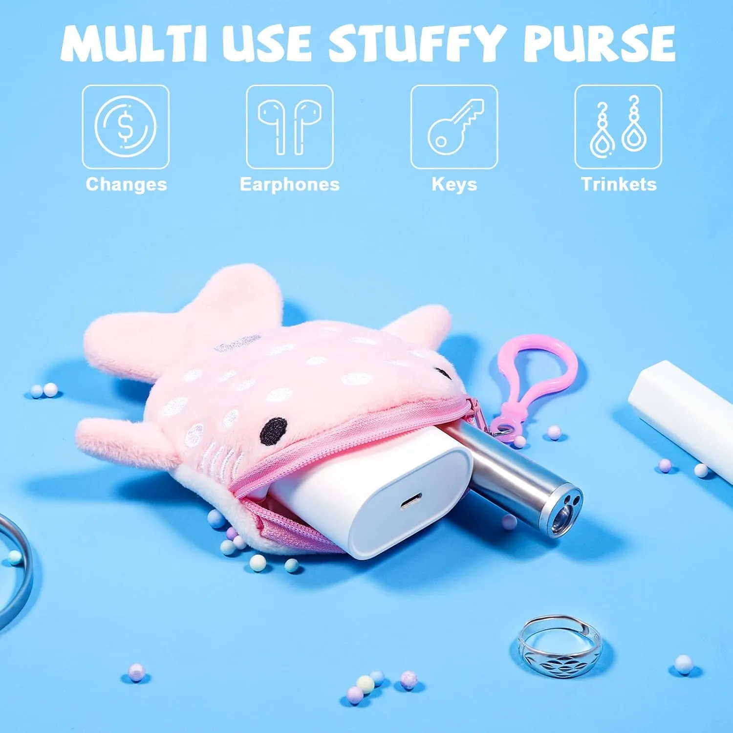 Niceup Kids Whale Shark Party Favors Plush Coin Purse Cute Keychains for Ocean Under the Sea Animal Goodie Bag Fillers