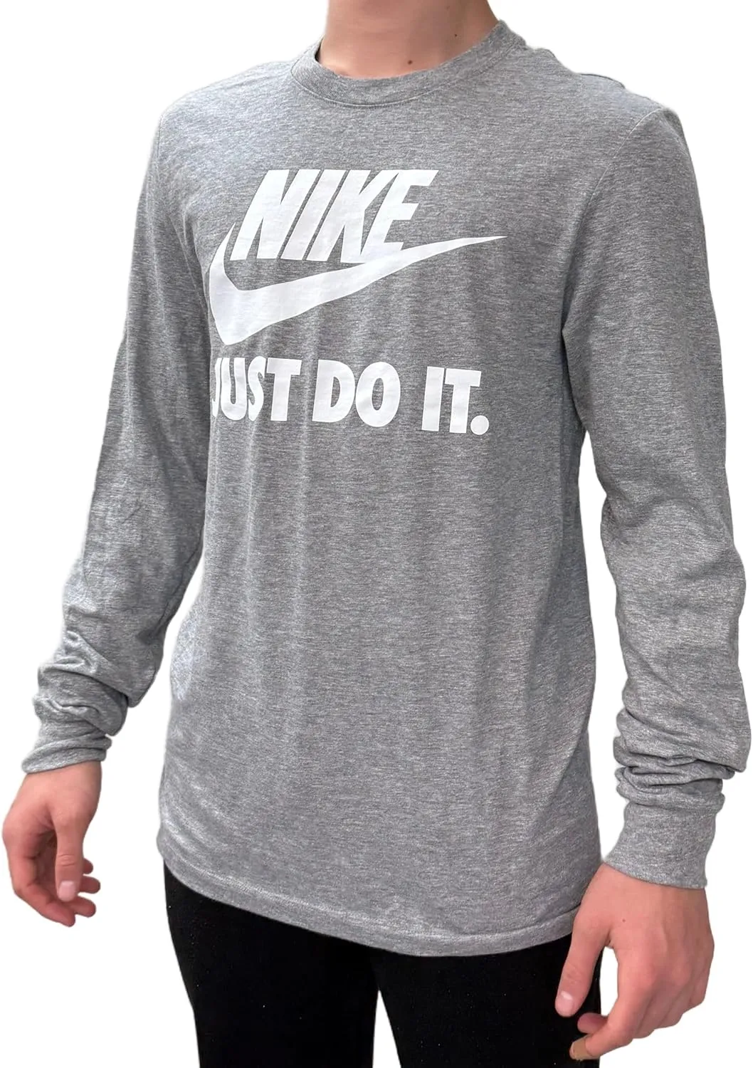Nike Men's JUST DO IT Graphic Long Sleeve T-Shirt Tee (US, Alpha, XX-Large, Regular, Regular, Grey Heather/White)
