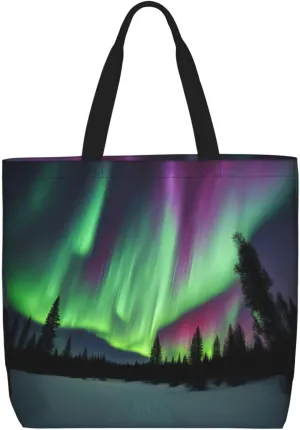 Northern Lights Painting print Women Tote Bags with Inner Bag Handbags with Pattern for Shopping Office