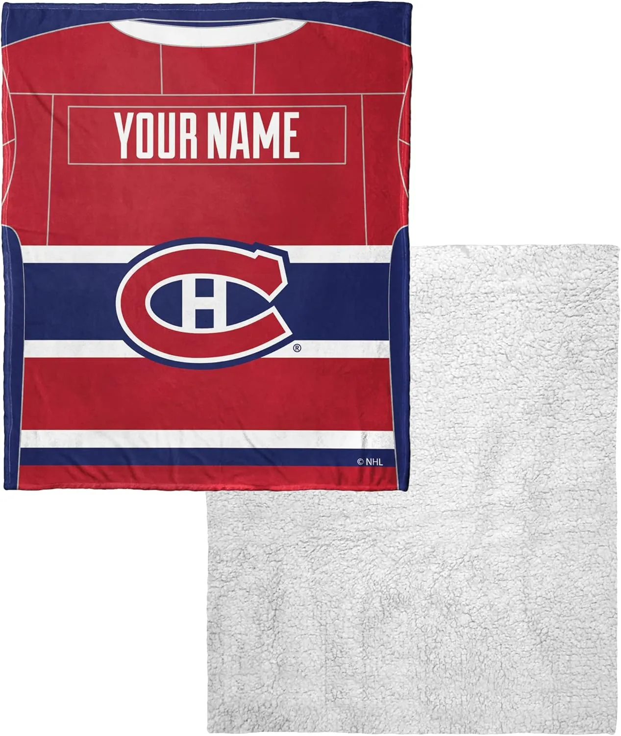 Northwest NHL Montreal Canadiens Personalized Silk Touch Sherpa Throw Blanket, 50" x 60", Jersey