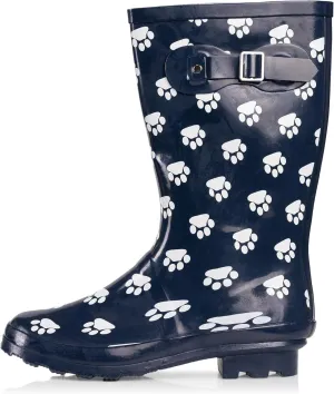 NORTY Women's Hurricane Rain Boots - Mid-Calf Length - Glossy Matte Waterproof Rubber Shoes
