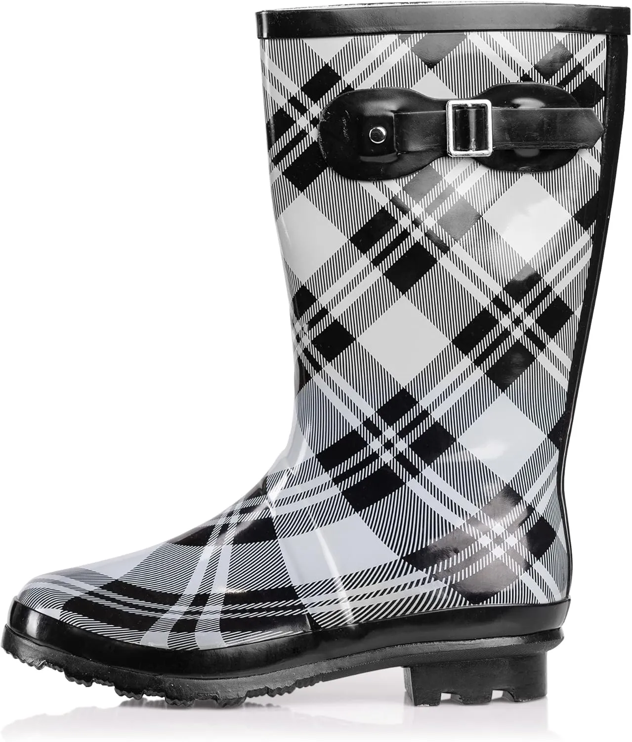 NORTY Women's Hurricane Rain Boots - Mid-Calf Length - Glossy Matte Waterproof Rubber Shoes
