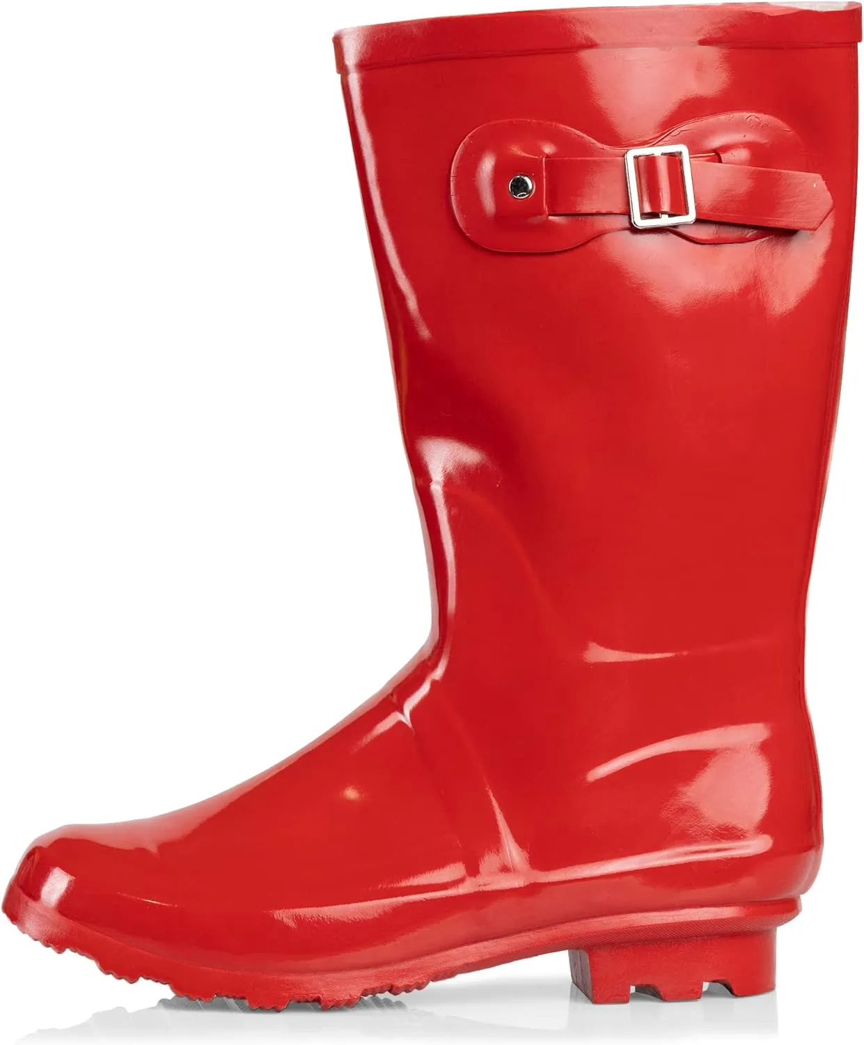 NORTY Women's Hurricane Rain Boots - Mid-Calf Length - Glossy Matte Waterproof Rubber Shoes
