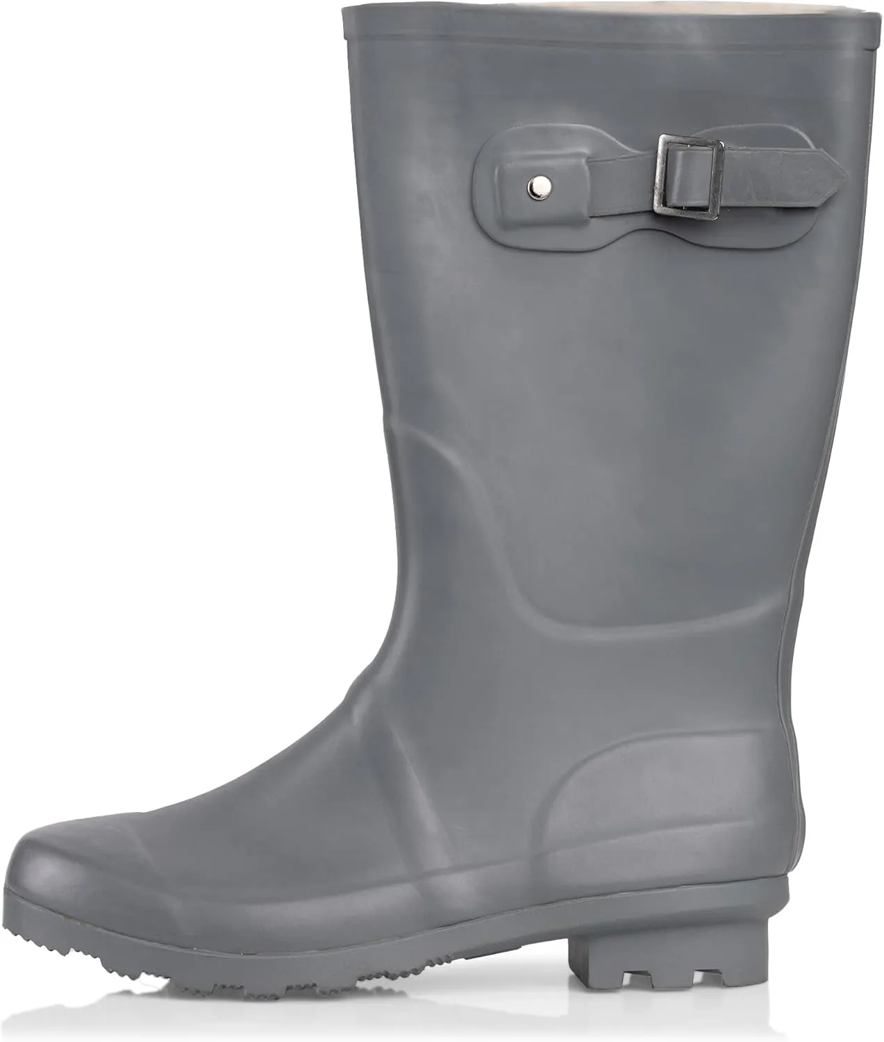 NORTY Women's Hurricane Rain Boots - Mid-Calf Length - Glossy Matte Waterproof Rubber Shoes