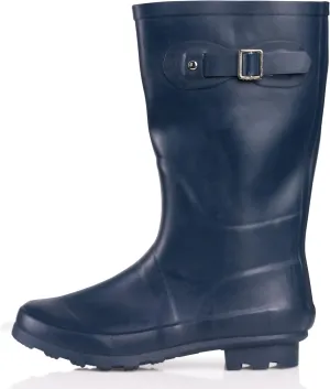 NORTY Women's Hurricane Rain Boots - Mid-Calf Length - Glossy Matte Waterproof Rubber Shoes