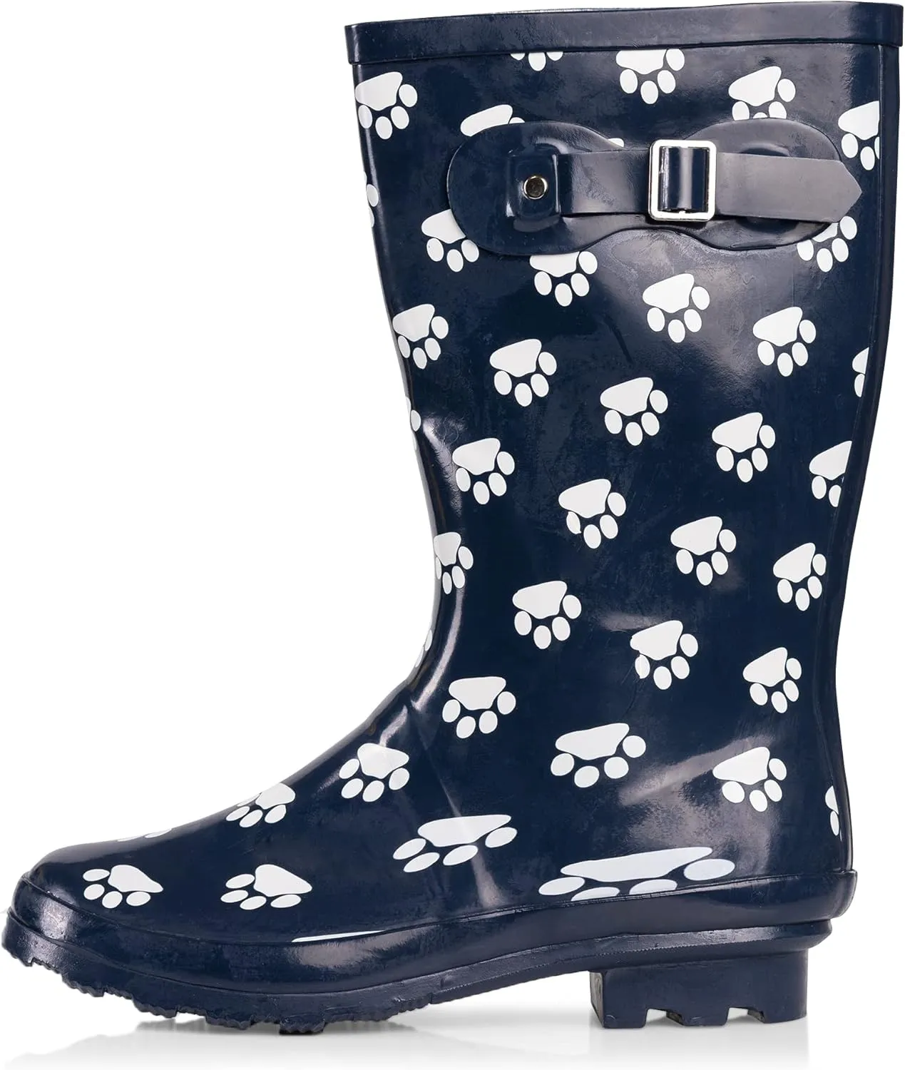 NORTY Women's Hurricane Rain Boots - Mid-Calf Length - Glossy Matte Waterproof Rubber Shoes