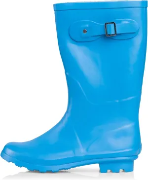 NORTY Women's Hurricane Rain Boots - Mid-Calf Length - Glossy Matte Waterproof Rubber Shoes