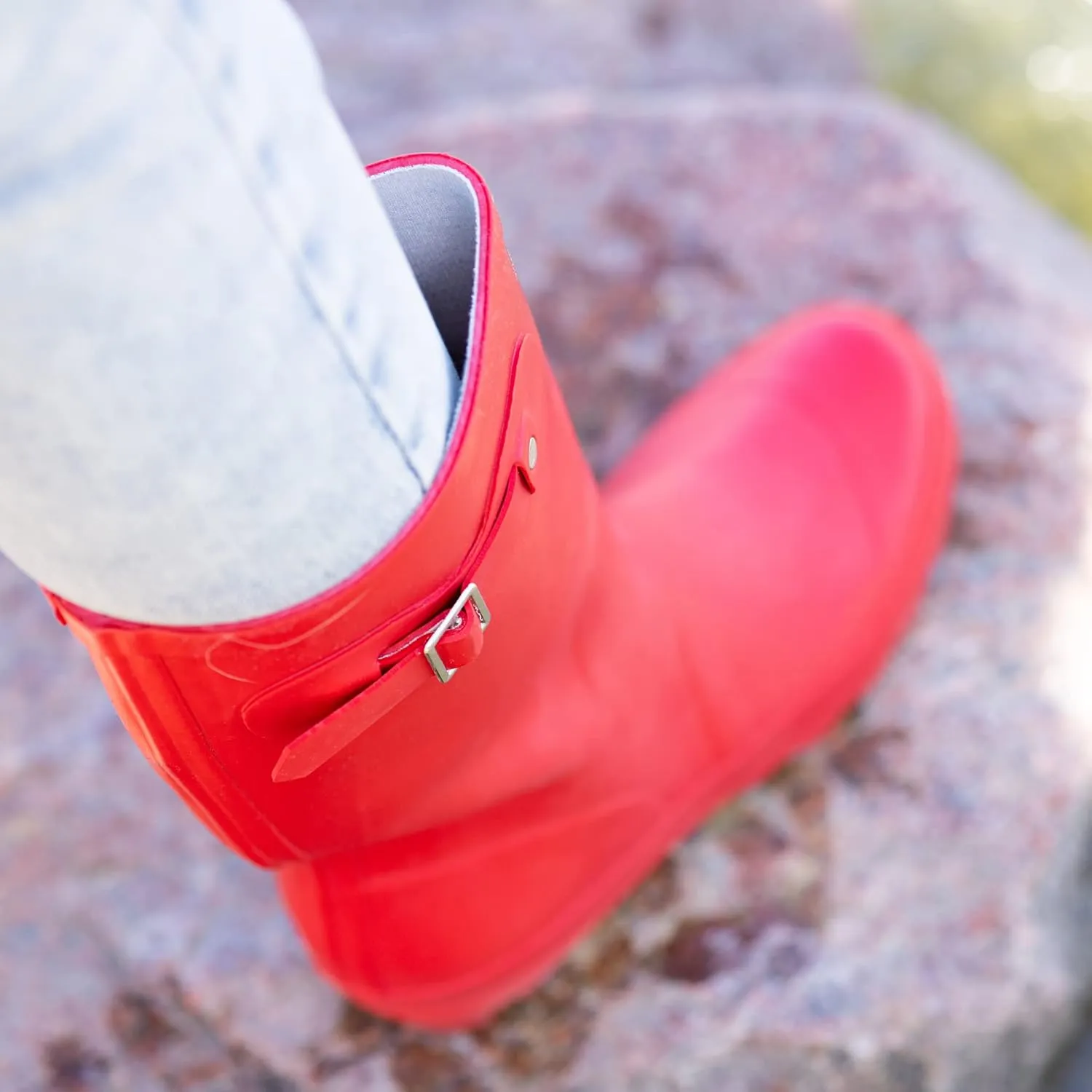 NORTY Women's Hurricane Rain Boots - Mid-Calf Length - Glossy Matte Waterproof Rubber Shoes