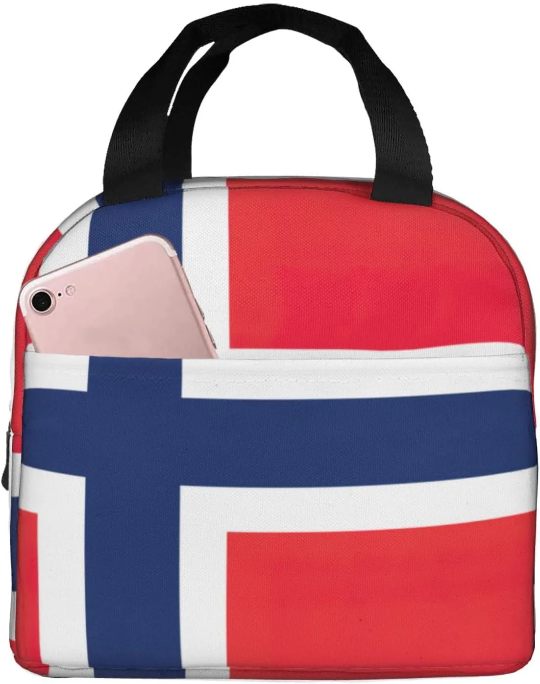 Norwegian Flag Print Unisex Insulated Lunch Bag,Lunch Bags For Work,Perfect For Work,Picnics,And More
