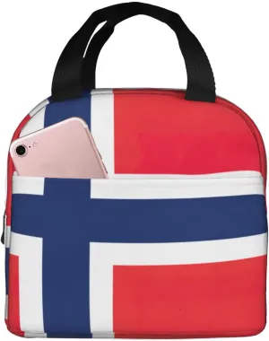 Norwegian Flag Print Unisex Insulated Lunch Bag,Lunch Bags For Work,Perfect For Work,Picnics,And More