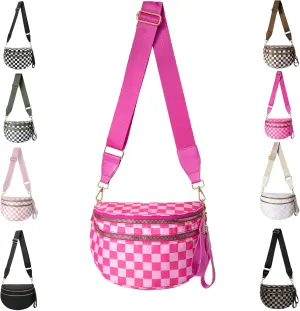 Nuvore Crossbody Comfort Bag, 2025 New with Large Capacity Checkered Bum Handbags with Shoulder Strap for Travel Daily