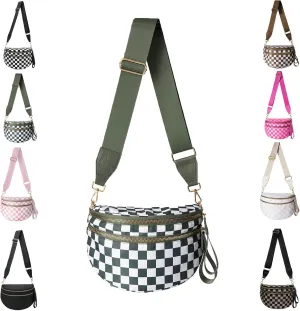 Nuvore Crossbody Comfort Bag, 2025 New with Large Capacity Checkered Bum Handbags with Shoulder Strap for Travel Daily