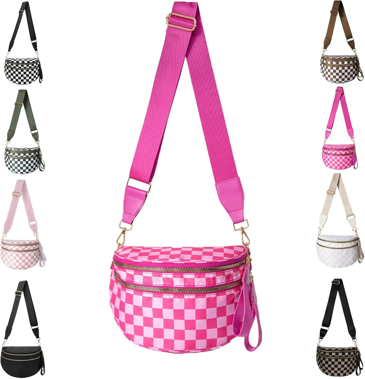 Nuvore Crossbody Comfort Bag, 2025 New with Large Capacity Checkered Bum Handbags with Shoulder Strap for Travel Daily