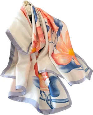 NUWEERIR Womens 100% Large Mulberry Silk Scarf Long Satin Scarf Fashion Lightweight Wraps