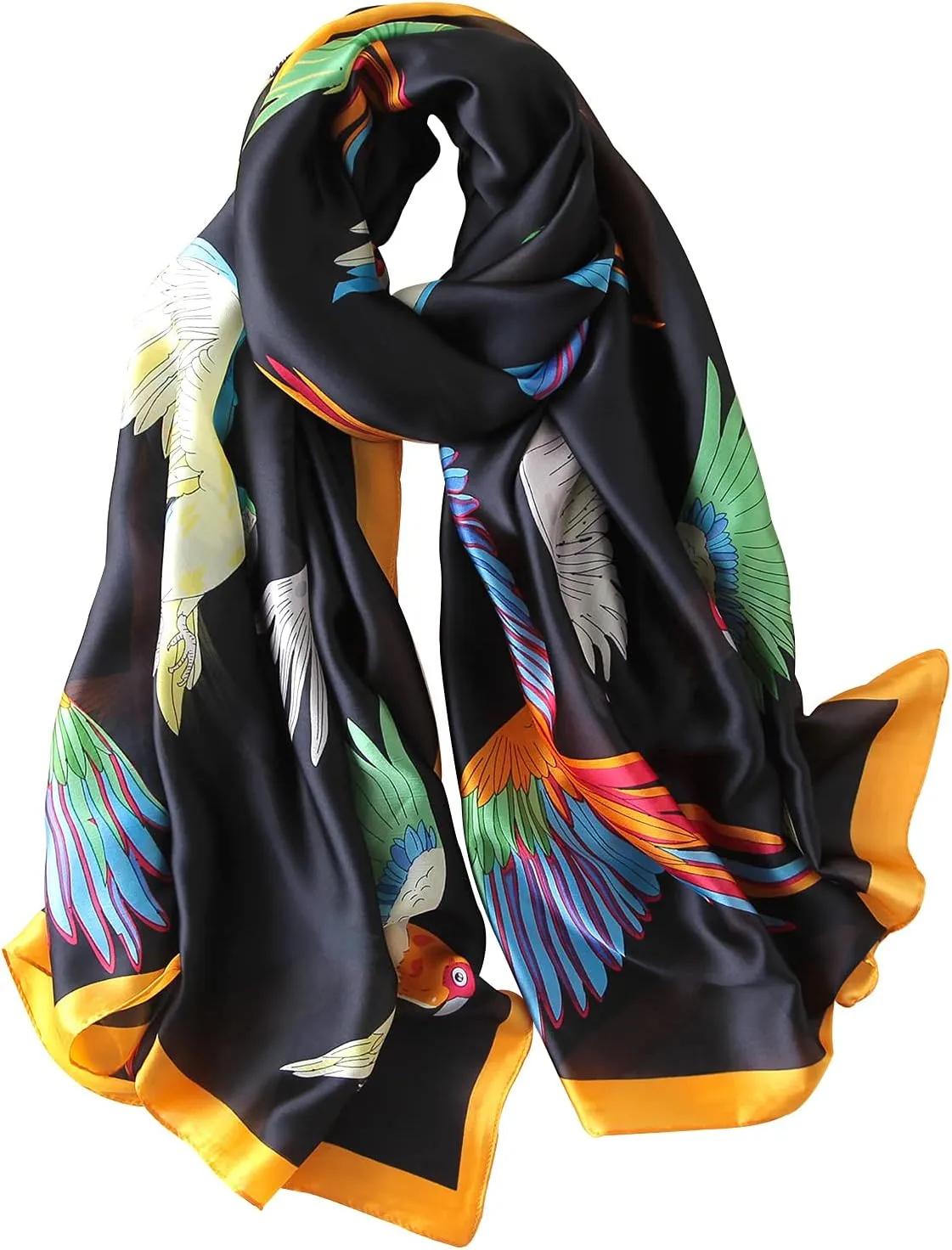 NUWEERIR Womens 100% Large Mulberry Silk Scarf Long Satin Scarf Fashion Lightweight Wraps
