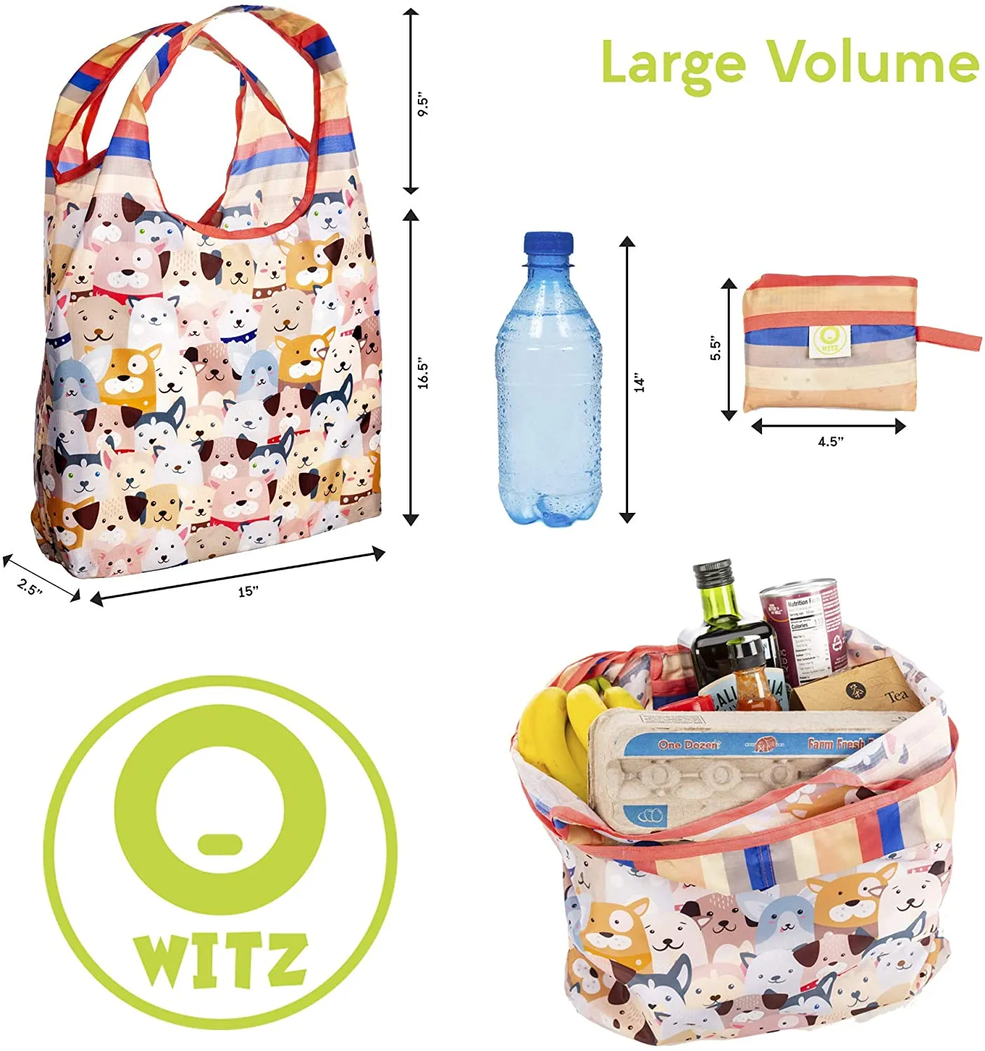 O-WITZ Reusable Shopping Bag - Animal Pattern - Dog