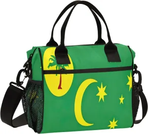 ODAWA Cocos Keeling Islands Flag Tote Lunch Bag with Adjustable Shoulder Strap, Men Lunch Bags for Work Large Lunch Bag