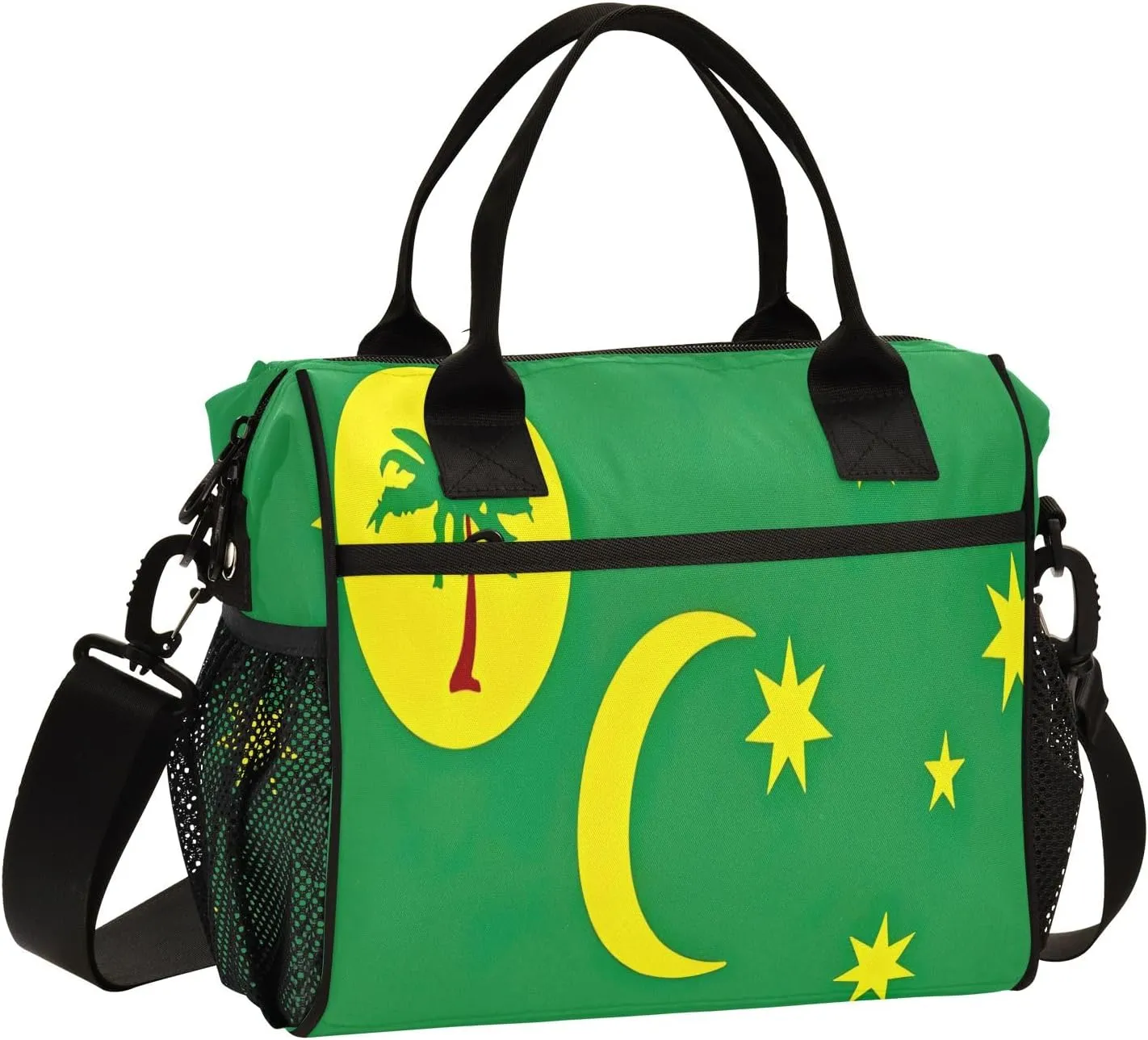 ODAWA Cocos Keeling Islands Flag Tote Lunch Bag with Adjustable Shoulder Strap, Men Lunch Bags for Work Large Lunch Bag