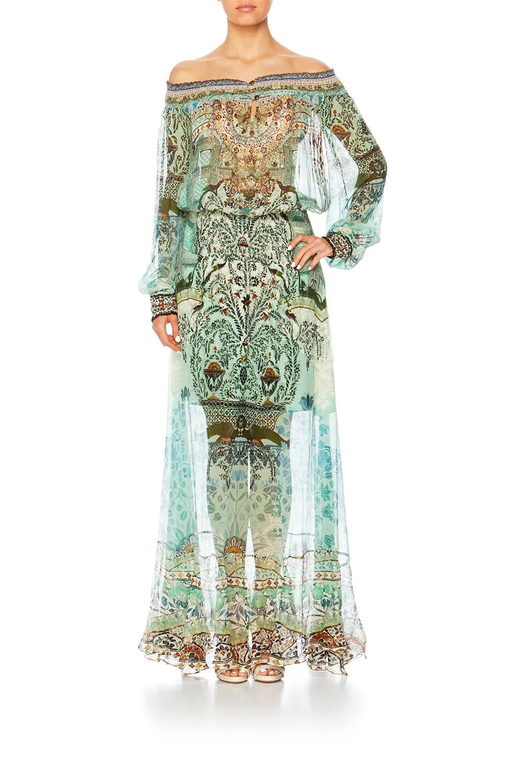 OFF SHOULDER SHIRRED DRESS THE SPIRIT WITHIN