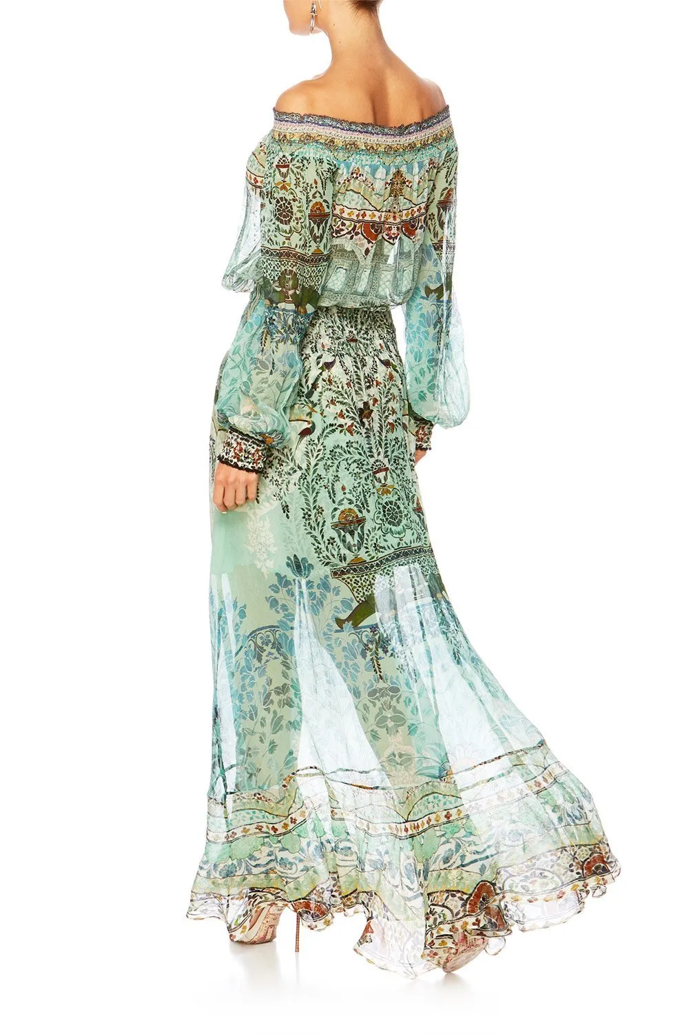 OFF SHOULDER SHIRRED DRESS THE SPIRIT WITHIN