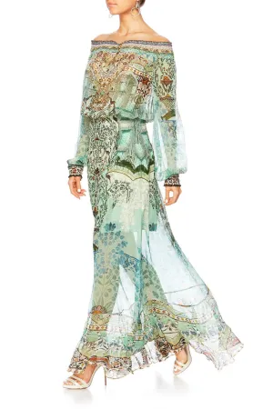 OFF SHOULDER SHIRRED DRESS THE SPIRIT WITHIN
