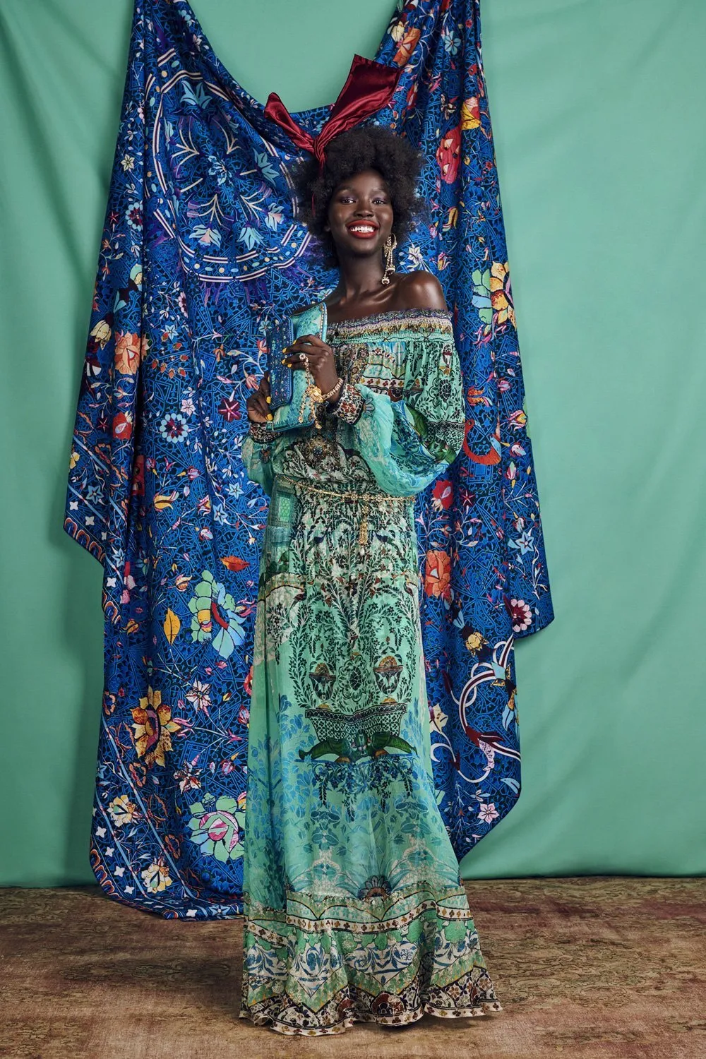 OFF SHOULDER SHIRRED DRESS THE SPIRIT WITHIN