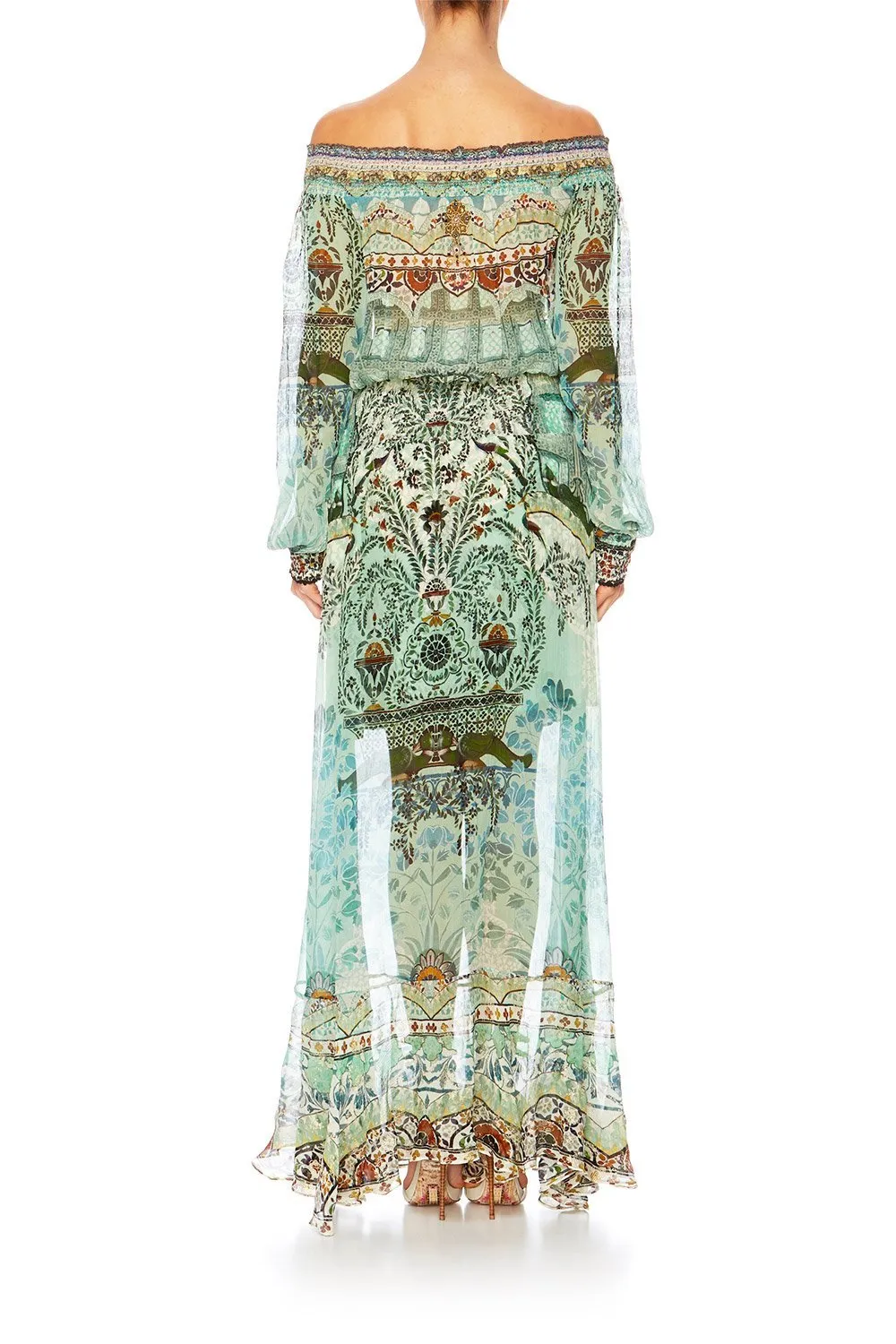 OFF SHOULDER SHIRRED DRESS THE SPIRIT WITHIN