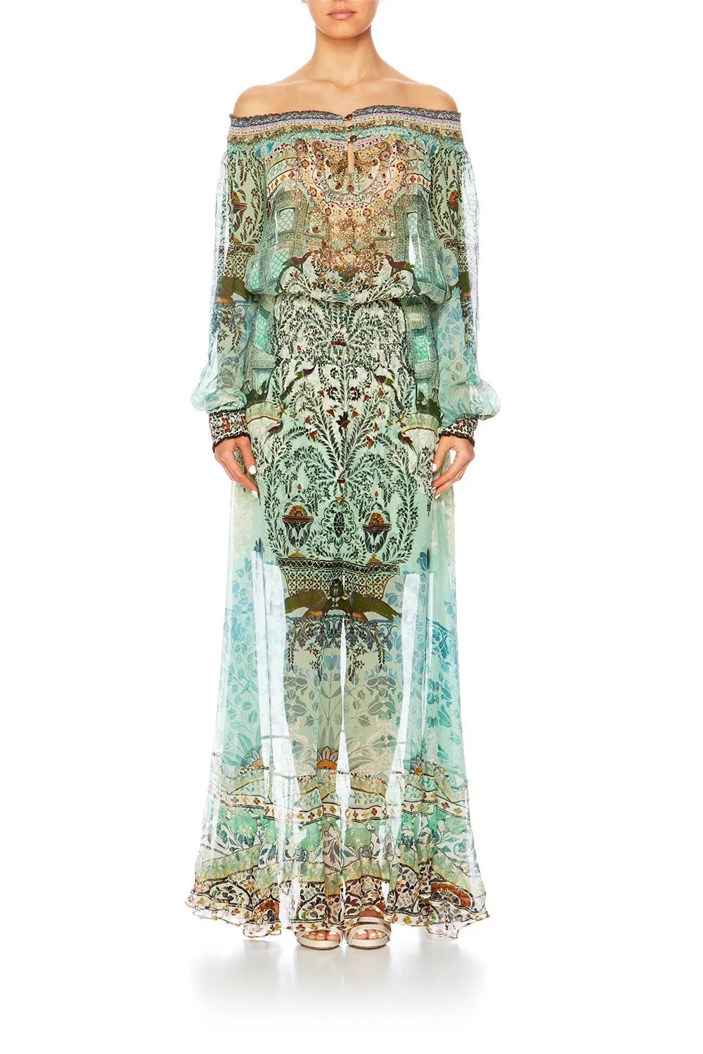 OFF SHOULDER SHIRRED DRESS THE SPIRIT WITHIN