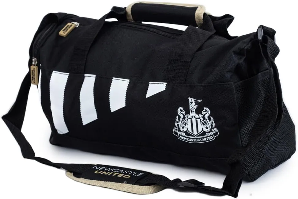 Official Compatible with Newcastle United F.C. Large Black and White Striped Holdall, Black, Classic