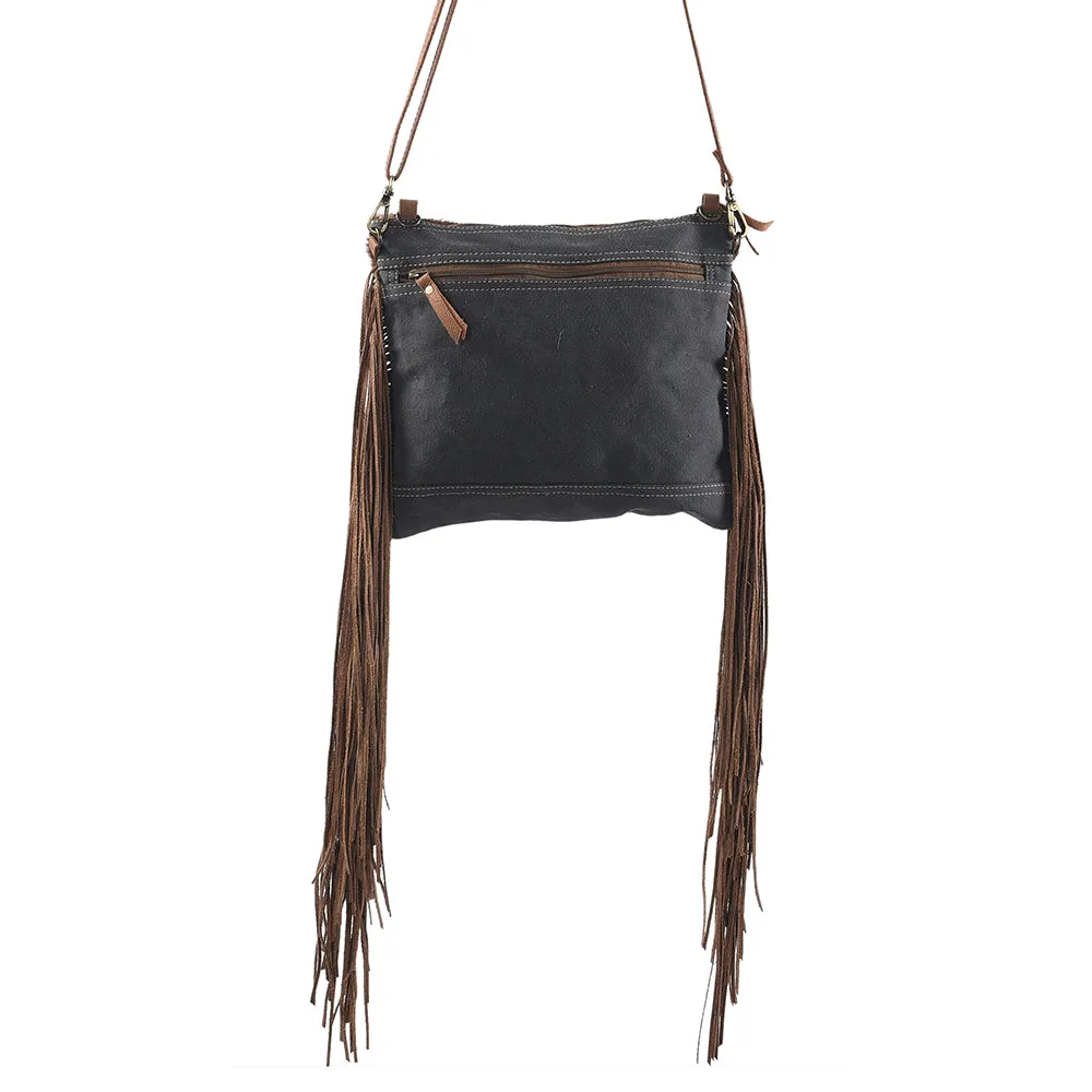 OHLAY KB171 Cross Body Upcycled Wool Upcycled Canvas Embossed Hair-On Genuine Leather women bag western handbag purse