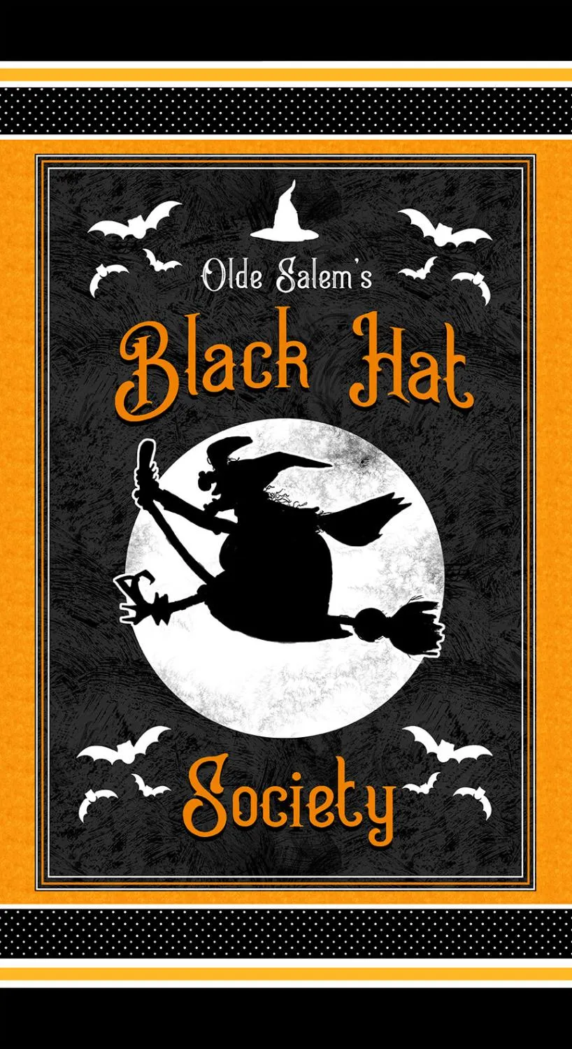 Old Salem's Black Hat Society by Henry Glass Fabrics BLACK HAT SOCIETY PANEL