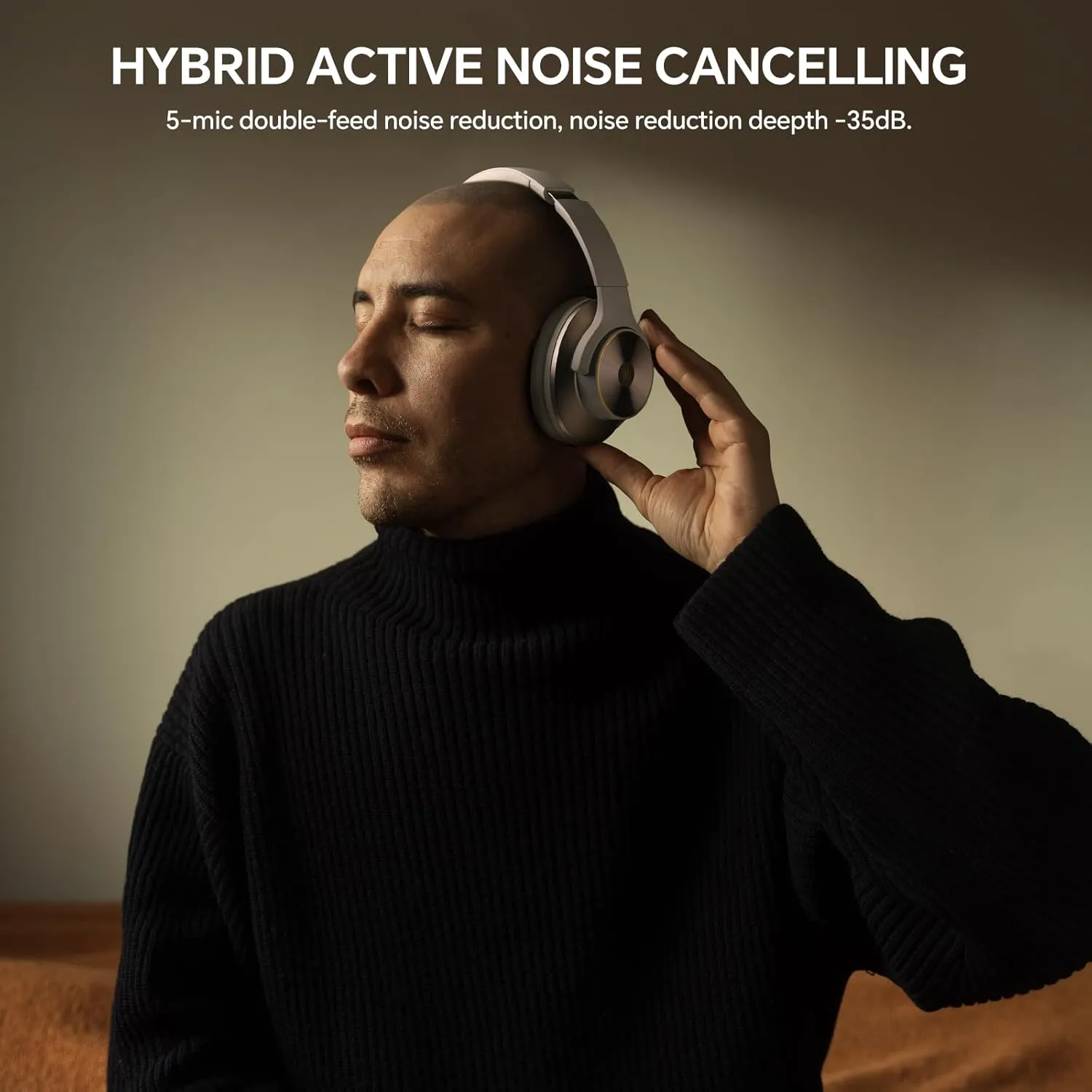 OneOdio Focus A10 Wireless Bluetooth Noise Cancelling Headphones - Hi-Res Audio, 50H Playtime, Built-in Mic, Compatibility with Apple & Android, Comfortable Over Ear Ideal for Travel Work