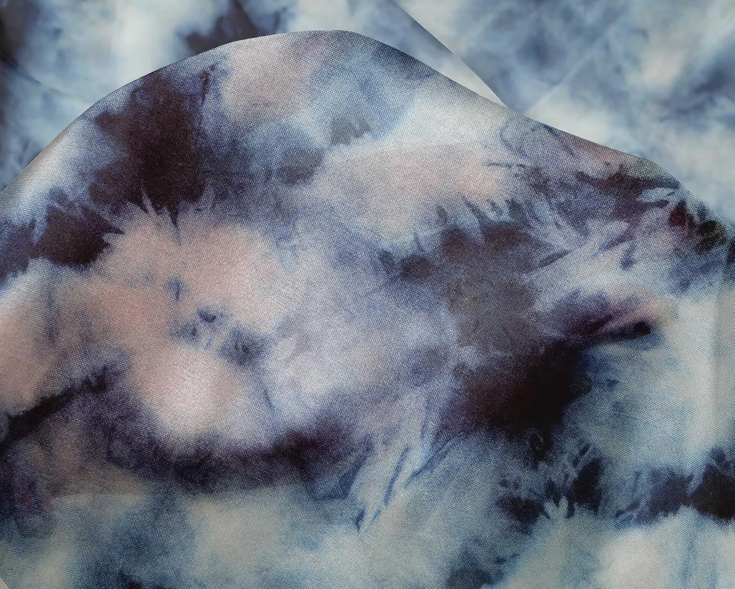 oneOone Silk Tabby Dark Blue Fabric Tie Dye Fabric for Sewing Printed Craft Fabric by The Yard 42 Inch Wide-TXU