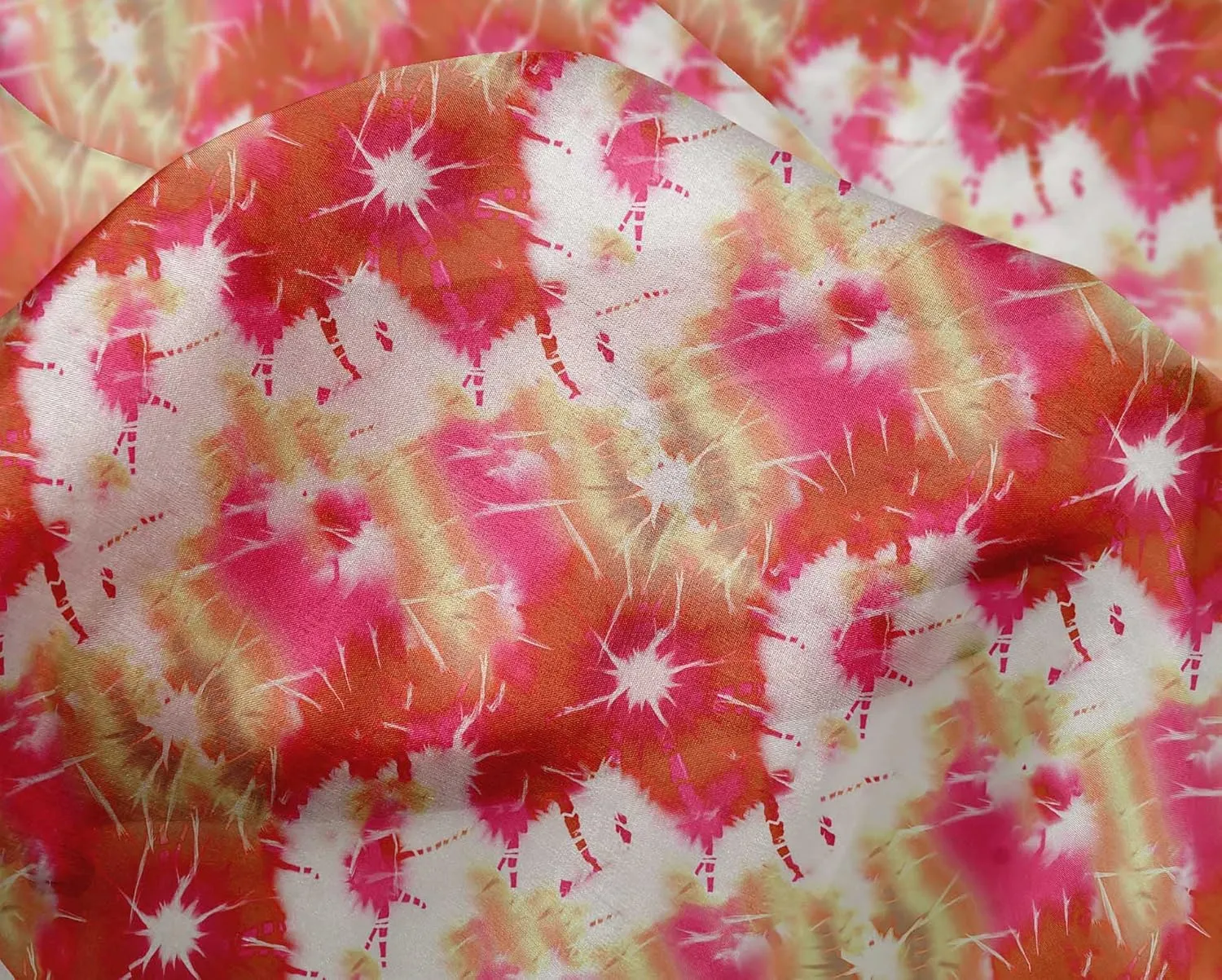 oneOone Silk Tabby Red Fabric Tie Dye Sewing Fabric by The Yard Printed DIY Clothing Sewing Supplies 42 Inch Wide-TXU