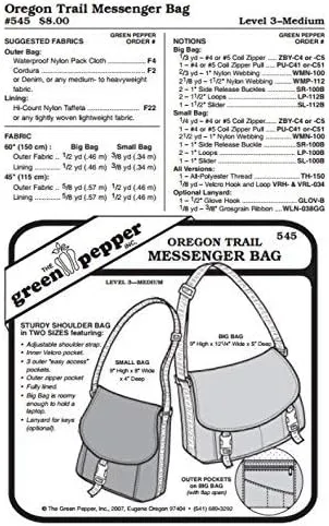 Oregon Trail Messenger Bag Pack Purse Shoulder Bags #545 Sewing Pattern (Pattern Only)