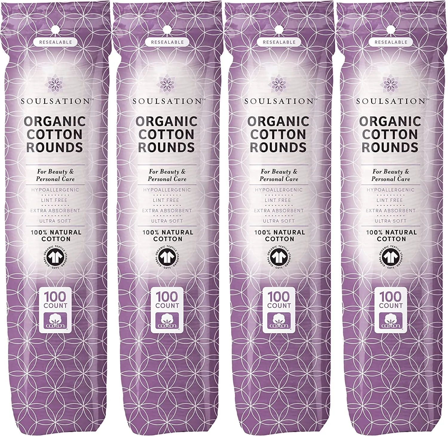 Organic Cotton Rounds, 400 Count - Makeup Remover Pads for Face, Lint-Free