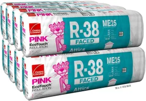 Owens Corning 341 SQFT 8 Bags of R 38 Kraft Faced 16 by 48 Fiberglass Batt Fits 2X12 attic