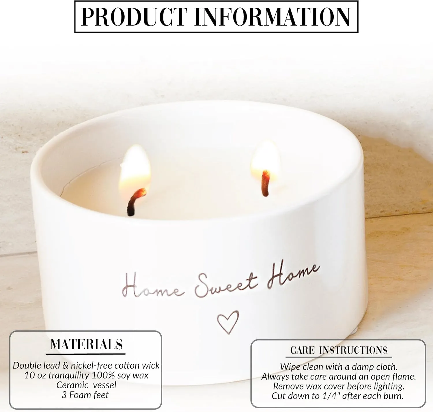 Pavilion Gift Company - Home Sweet Home - 10 oz Soy Wax Ceramic Vessel Candle Housewarming Apartment-Warming Gift Present Neutral Home Decor