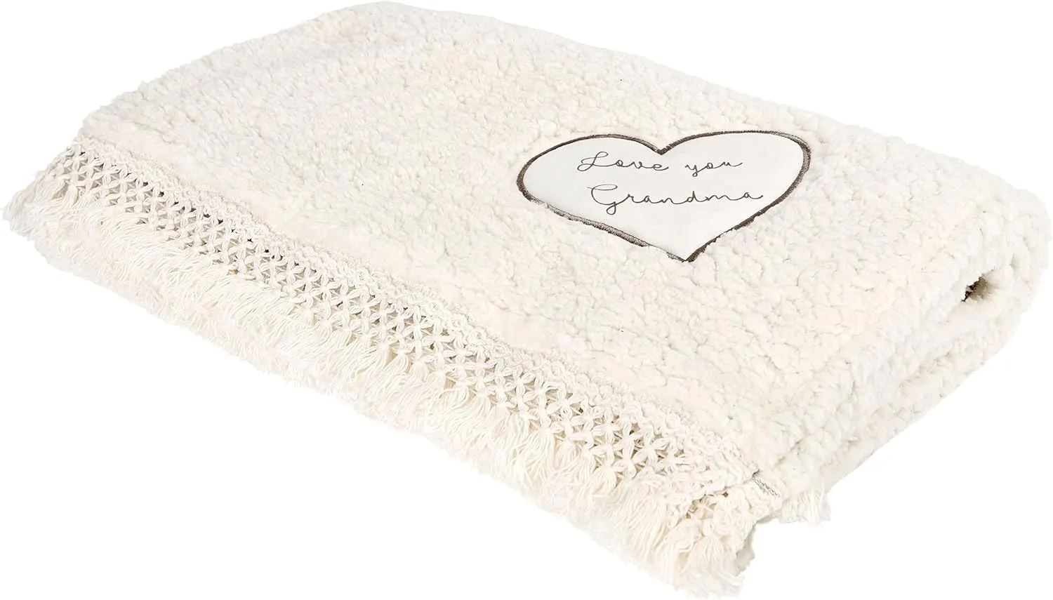 Pavilion Gift Company - Love You Grandma - 42x50 Inch Super Soft Sherpa Tassel Fringe Blanket Wrapped in A Ribbon with A Handle